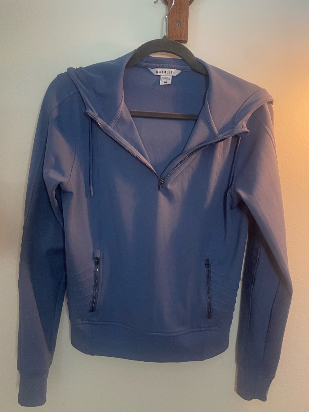 Athleta Venice Quarter Zip  Moto Hoodie in Cornflower Blue Size XXS